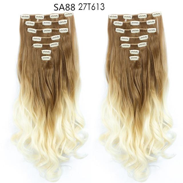 Clip on Hair Extensions 6pc Set - Human Hair Clip Ins for Volume & Length - Easy to Use & Reusable - Perfect for Parties, Weddings & Everyday Styling