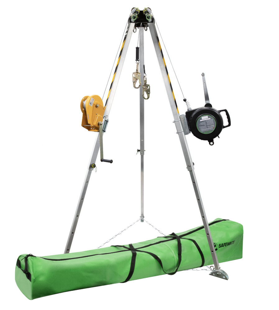 7-Foot Adjustable Tripod Stand with 65-Foot Heavy-Duty Winch & 3-Way Stabilizer - Perfect for Hunting, Construction, and Outdoor Work