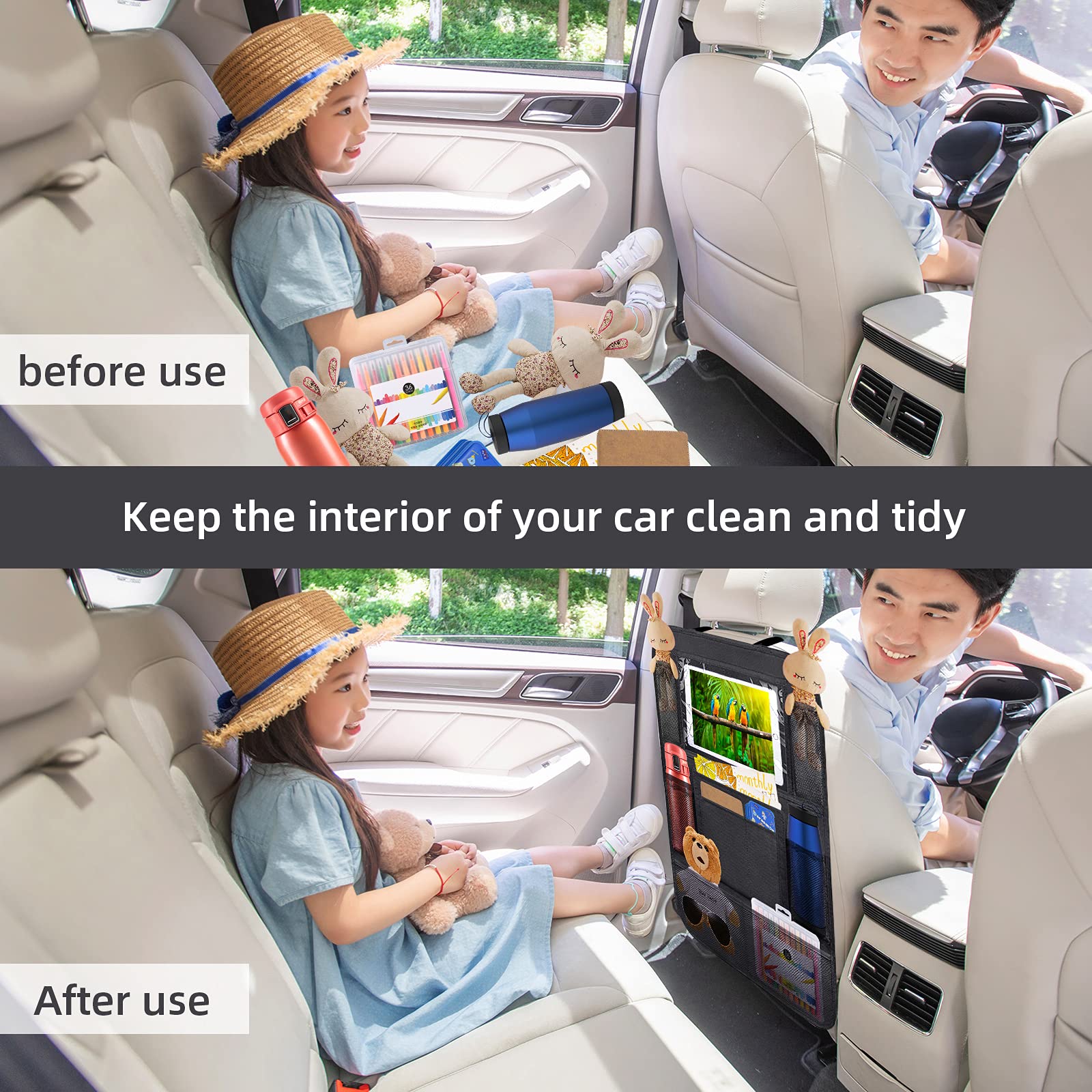 2 Pack Car Backseat Organizer with 10