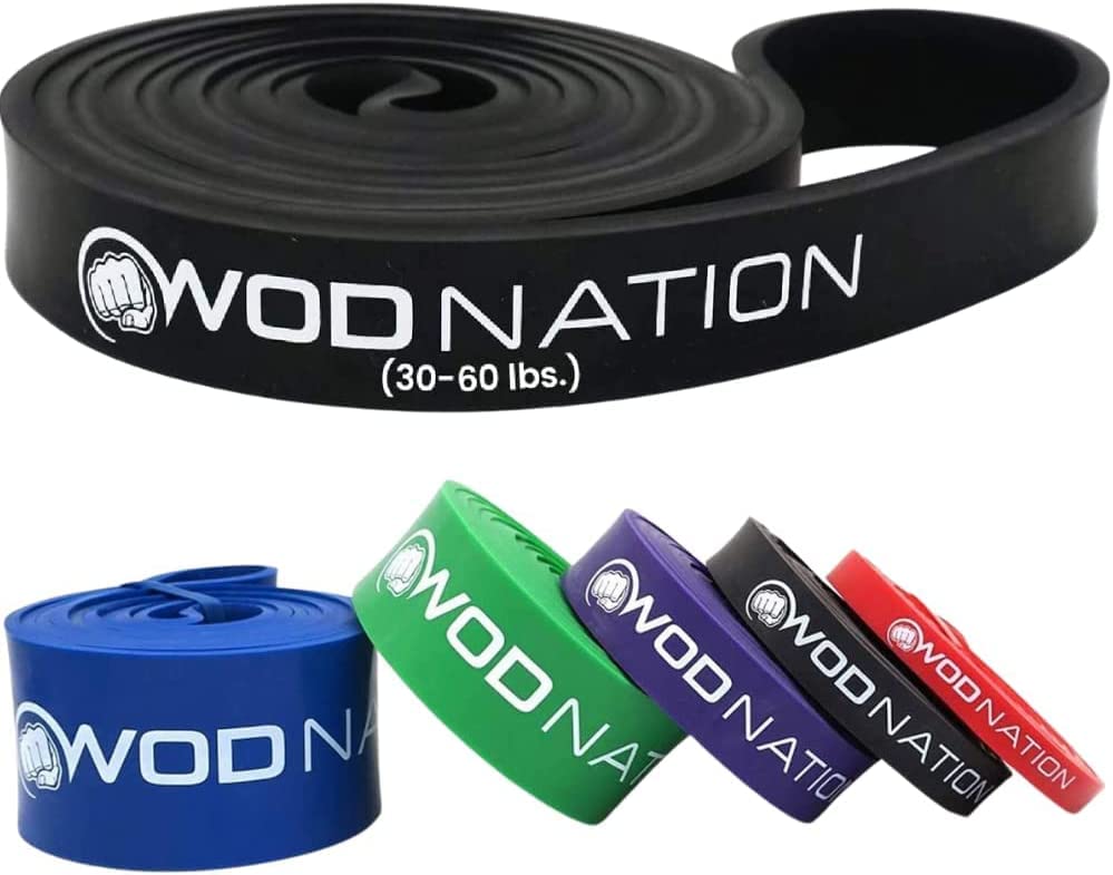 WOD Nation Pull Up Assistance Bands (10-175lbs Resistance) - Premium Workout Bands for Pullups, Chin Ups, Strength Training & Mobility Exercises - 41 Inch Fitness Straps - Perfect for Home Gym, CrossFit & Bodyweight Training