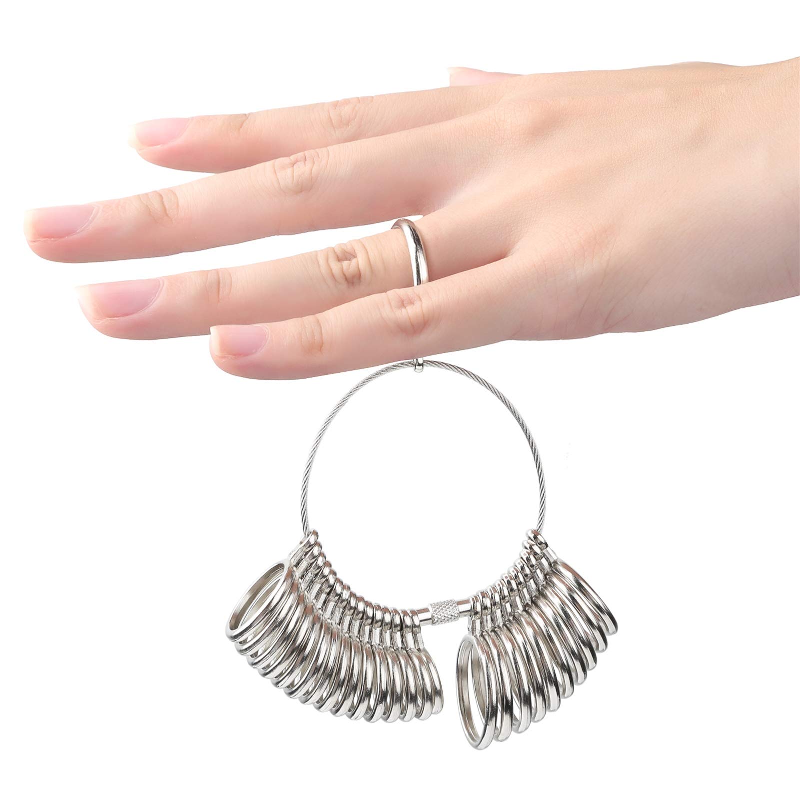 **Metal Ring Sizer Tool for Men & Women (US 1-13 with Half Sizes) – Accurate Finger Ring Measuring Gauge for Jewelry Shopping & Engagement Ring Sizing**