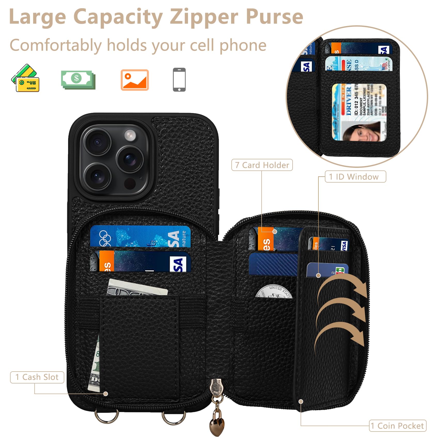 **Keallce Leather Wallet Case for iPhone 16 Pro Max 6.9