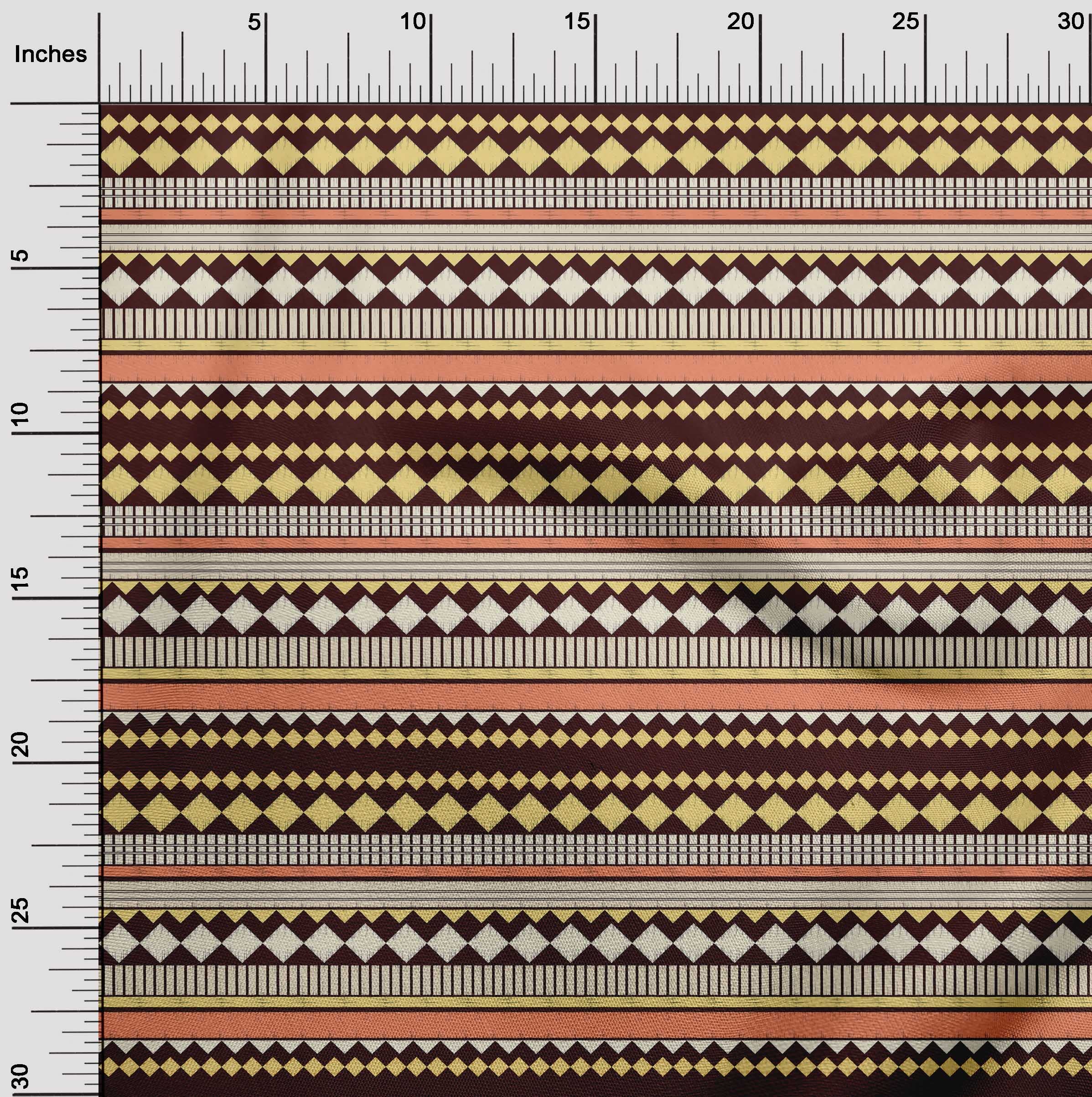 oneOone Cotton Flex Dark Peach Fabric - 40 Inch Wide Printed Geometrical Sewing Material by The Yard for DIY Clothing, Quilting & Home Decor Projects