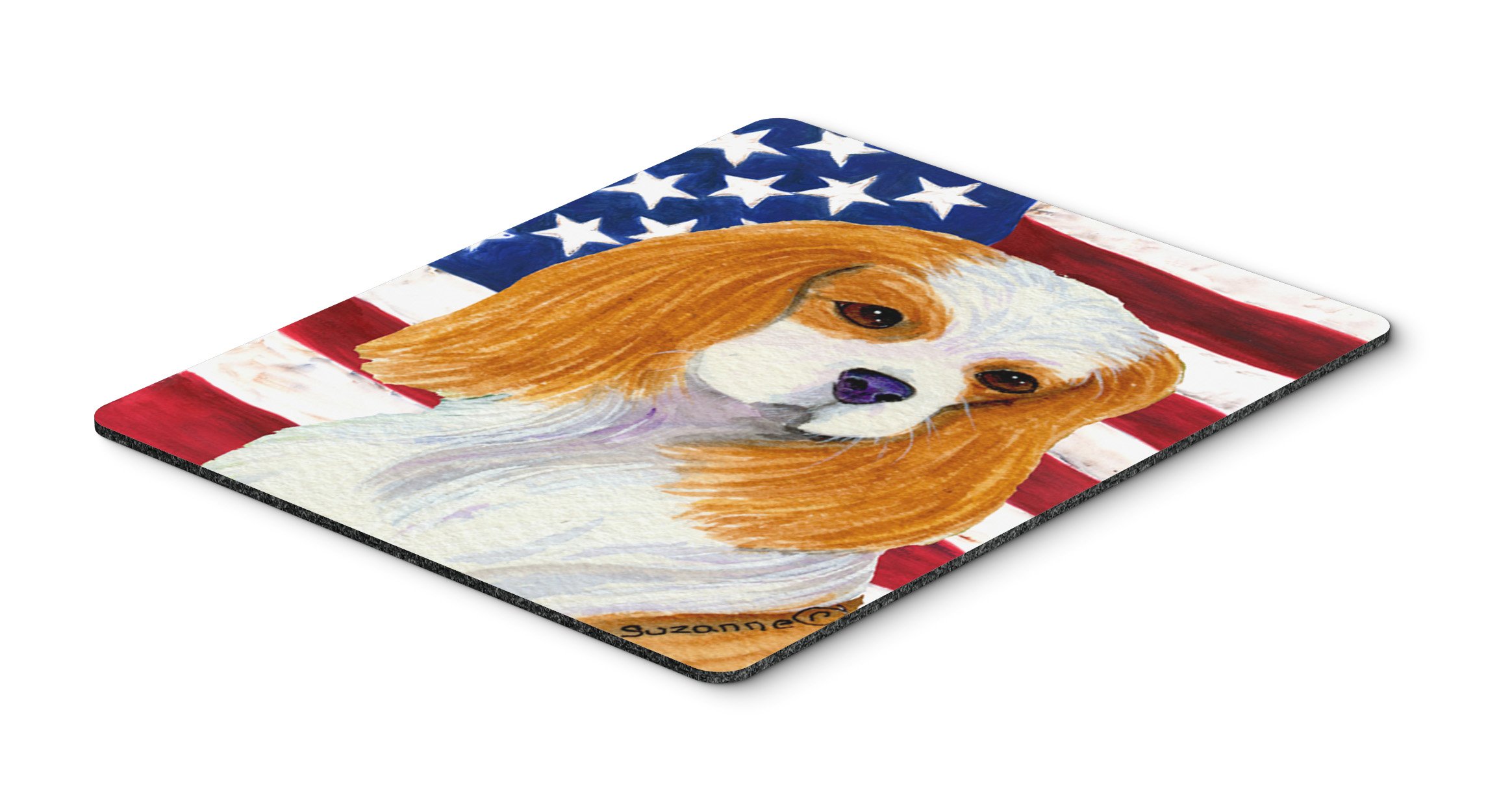 USA American Flag with Cavalier Spaniel Mouse Pad - Washable Large Non-Slip Desk Mat for Home Office, Gaming & Computer Work | Perfect for Laptop Users & Patriotic Dog Lovers