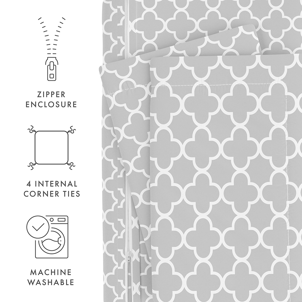 Quatrefoil Pattern 3-Piece Duvet Cover Set - Queen Size Bedding Set with Pillow Shams - Luxury Soft Microfiber for Bedroom Decor & Guest Room Styling