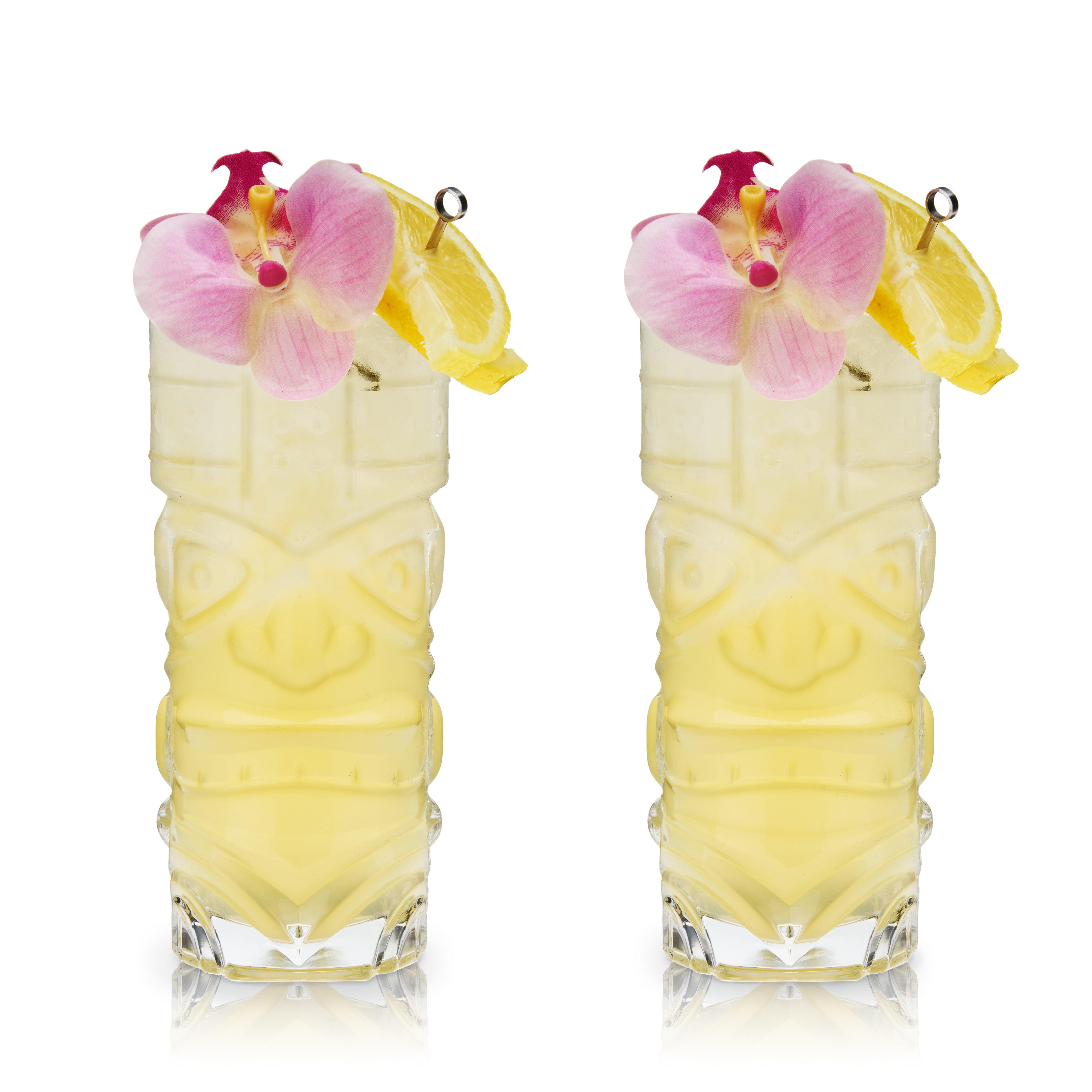 Premium Pacific Crystal Tiki Glasses Set of 2 - Handcrafted Exotic Cocktail Cups for Tropical Drinks, Perfect for Luau Parties, Beach Bars & Summer Entertaining