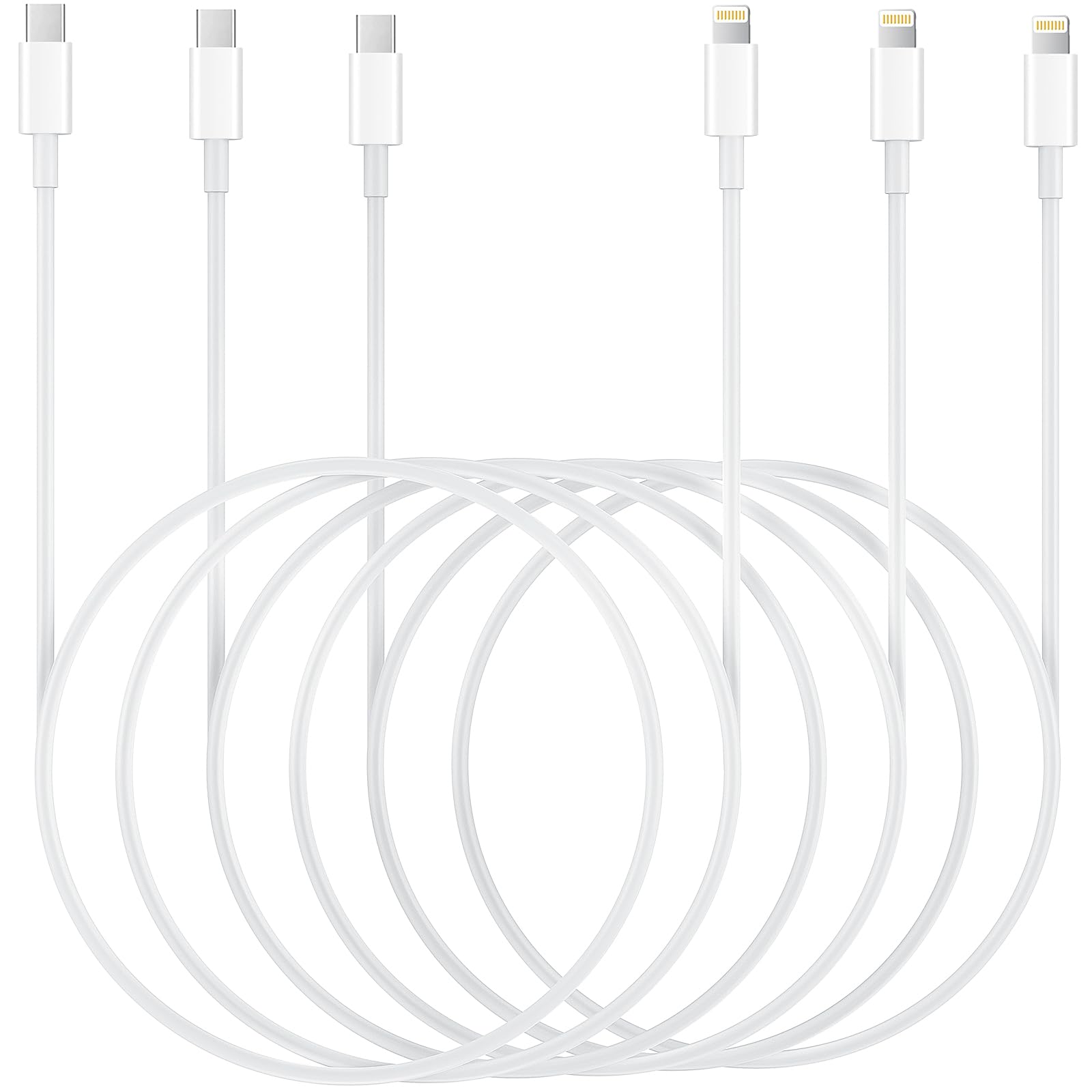 Apple MFi Certified USB C to Lightning Cable 6.6ft 3Pack - Fast Charging Cord for iPhone 14/13/12/11/X/8, iPad & AirPods Pro - Durable Charger for Home, Office & Travel