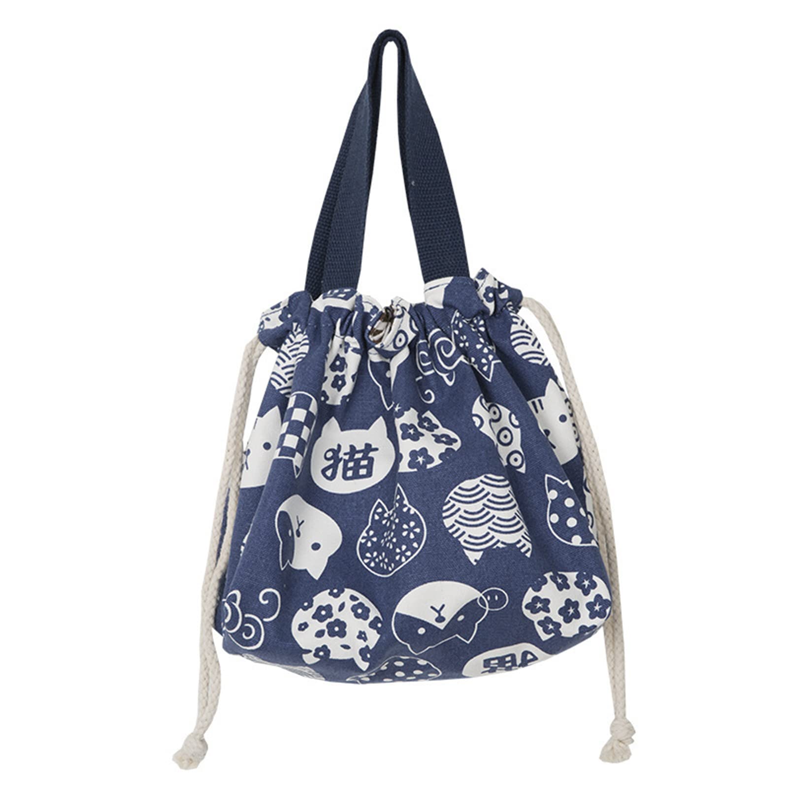 Japanese Style Lunch Tote Bag - Double Layer Cotton Linen Lunch Pouch with Drawstring | Eco-Friendly Burlap Storage for Office, School, Picnic & Travel | Perfect for Meal Prep, Work Lunch & Outdoor Activities