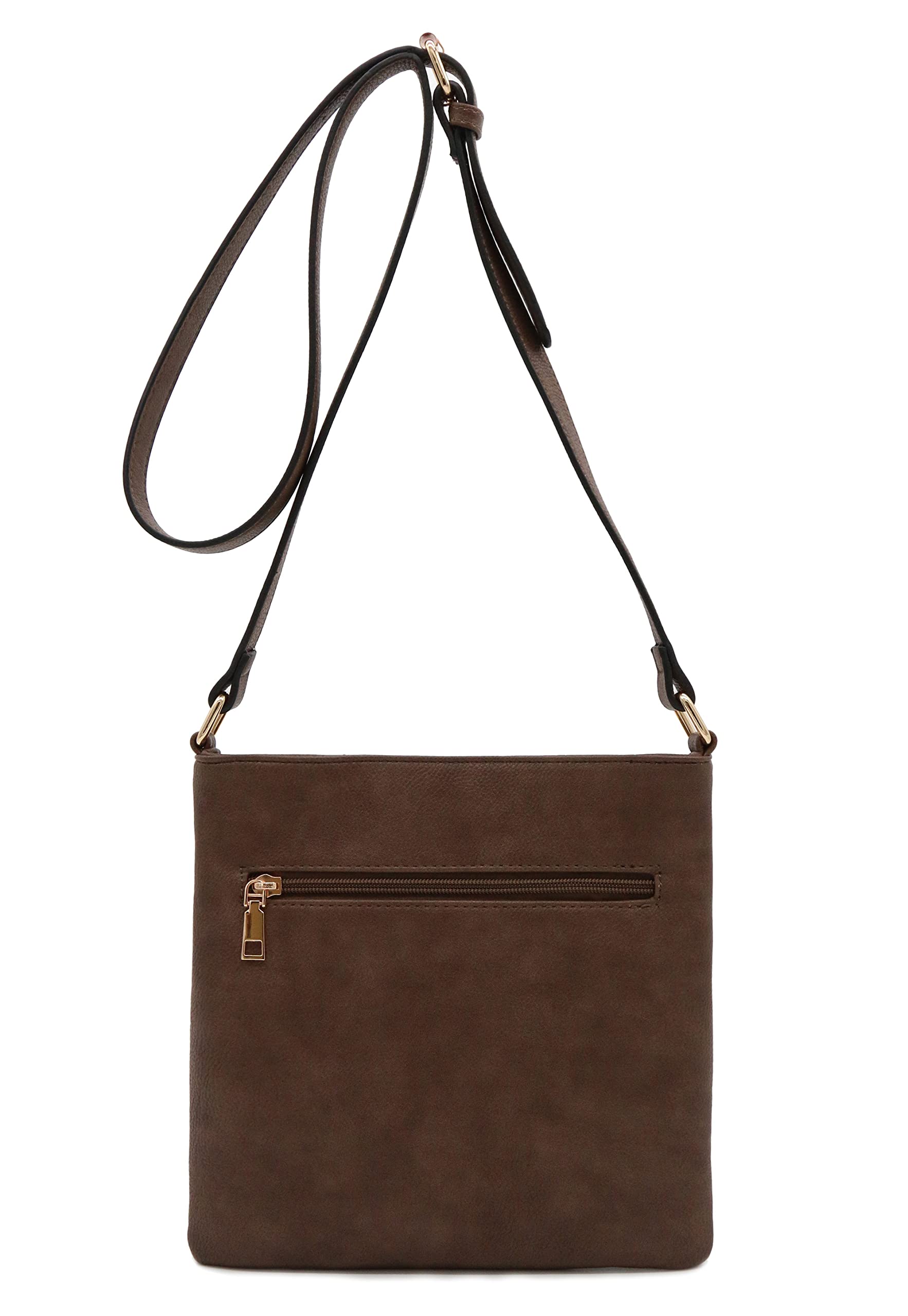 Medium Size Solid Modern Classic Crossbody Bag with Gold Plate - Stylish & Durable Shoulder Purse for Women - Perfect for Work, Travel & Everyday Use