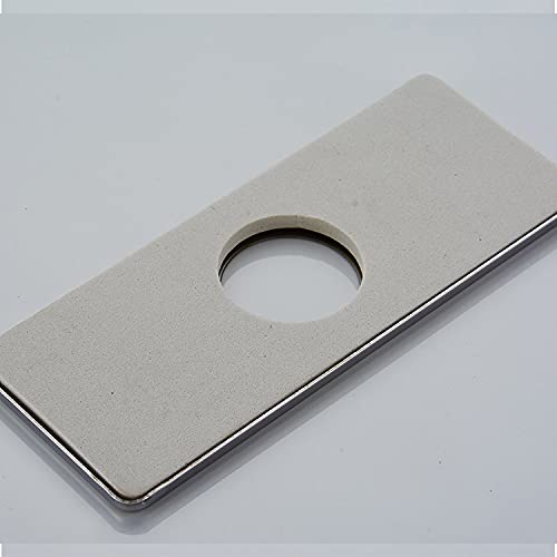 6 Inch Stainless Steel Chrome Sink Hole Cover - Square Bathroom & Kitchen Faucet Deck Plate for Vessel Sink - 4