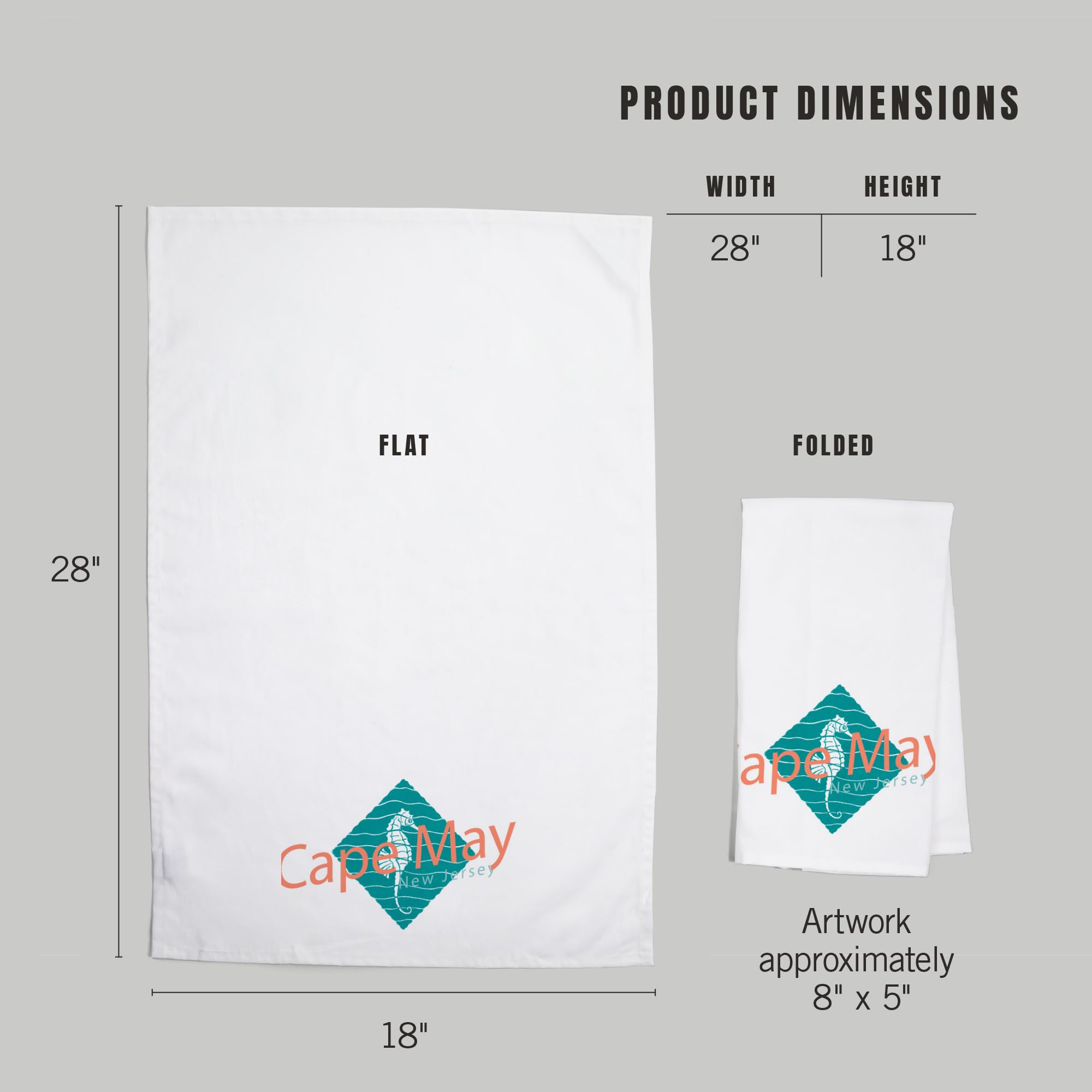 **Lantern Press Cape May New Jersey Seahorse Tea Towel - 100% Cotton Decorative Hand Towel for Kitchen, Bathroom & Home Decor - Perfect for Dish Drying, Gift Giving & Coastal Themed Decor**