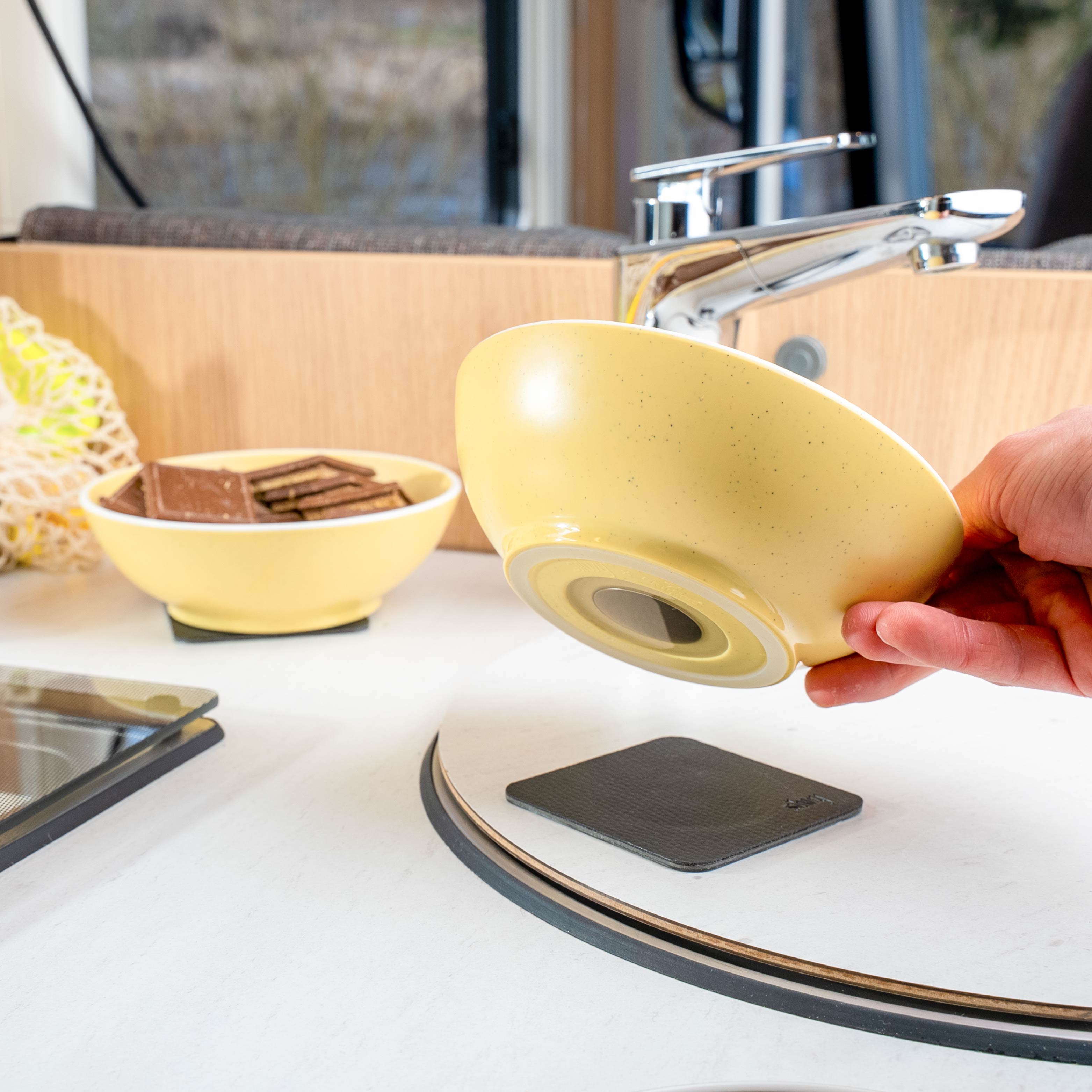 DOLOMIT YELLOW Plastic Mixing Bowls with Lids - 16cm Magnetic Kitchen Storage Containers for Baking, Cooking & Food Prep | Microwave & Dishwasher Safe