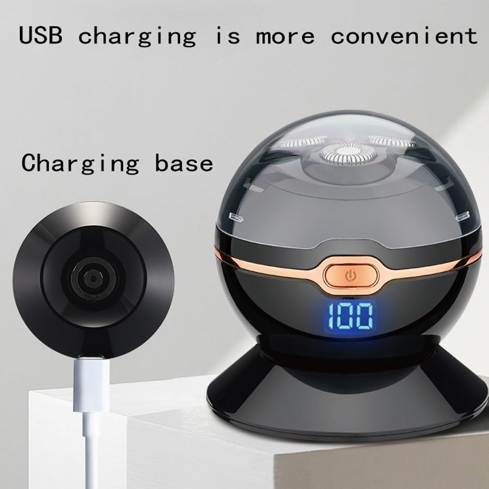 Premium 3D Electric Razor for Men - Waterproof Rechargeable Beard Trimmer with Floating Heads & Magnetic Ball Technology - Portable Shaver for Travel, Home & Gym Use - Black