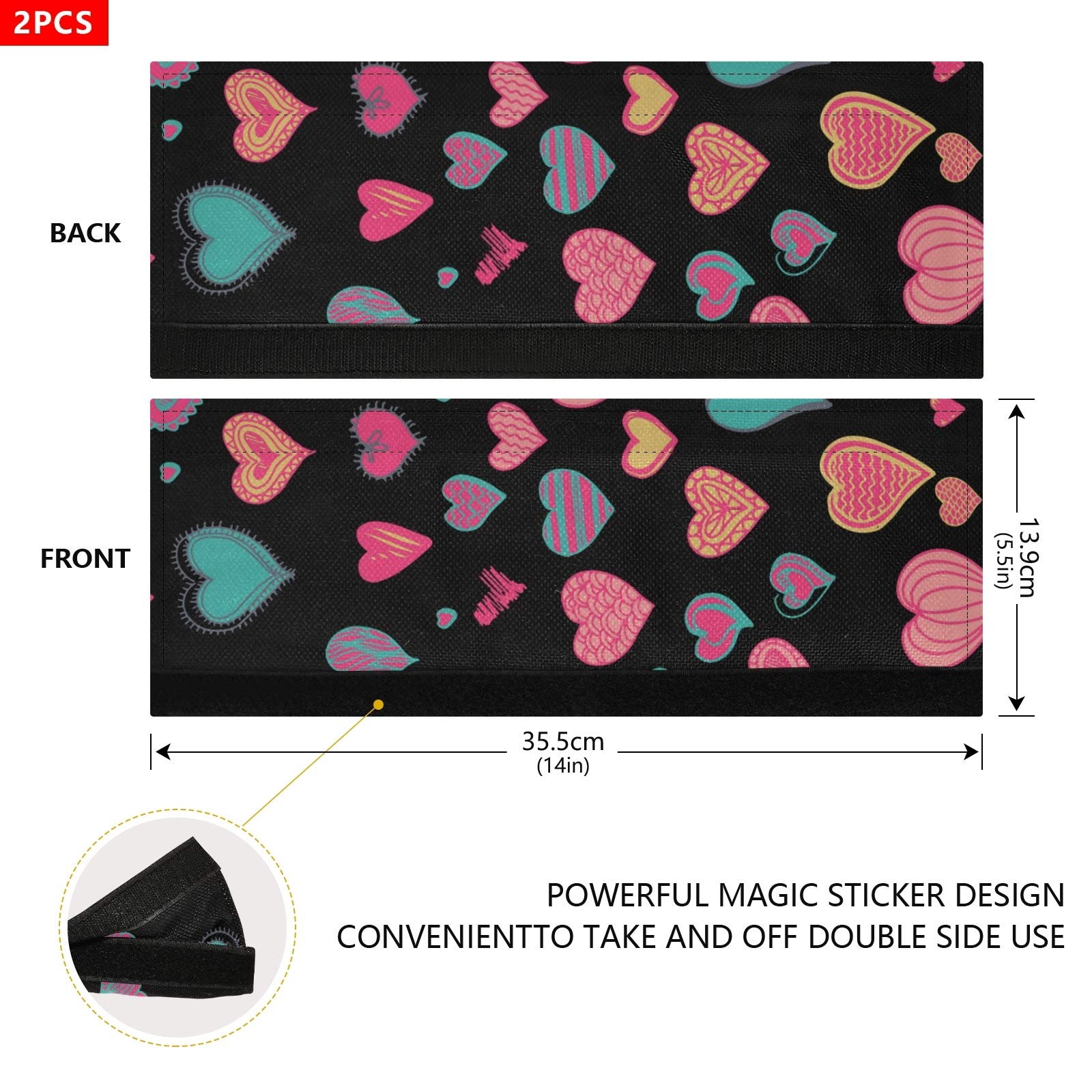 Qilmy 2-Pack Heart-Shaped Refrigerator Handle Covers - Washable Kitchen Appliance Protector for Dishwasher, Fridge, Microwave & Oven - Keep Your Kitchen Clean & Hygienic | Perfect for Home, Office & Restaurant Use