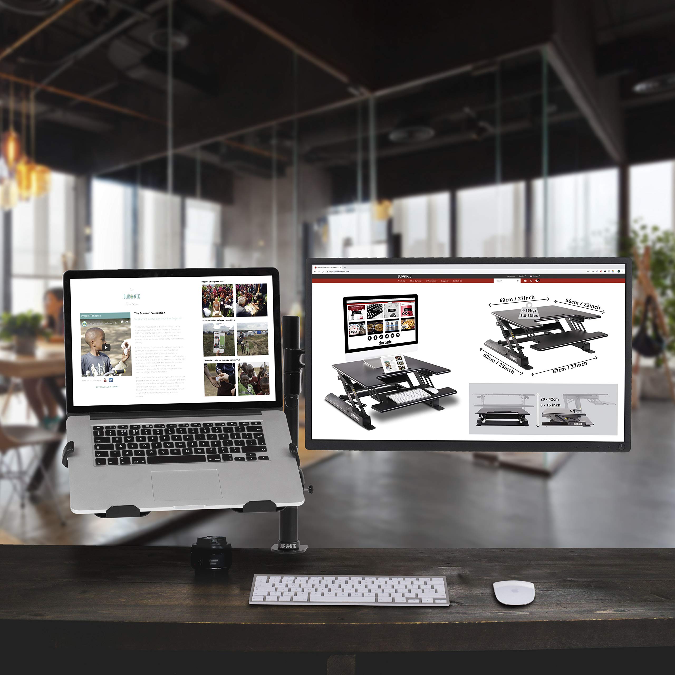 Duronic Laptop Mount Stand DML7 - Adjustable VESA 75/100 Desk Mount for Laptop, Tablet & MacBook (5kg Capacity) | Compatible with DM Series | Perfect for Home Office, Gaming & Workspace Ergonomics