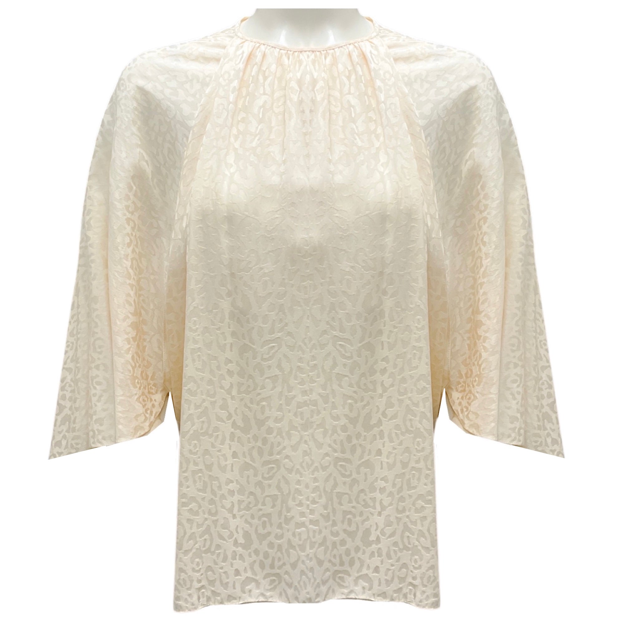 Johanna Ortiz Ecru A Million Lights Flare Sleeve Animal Print Blouse - Women's Fashion Top for Party, Dinner & Night Out
