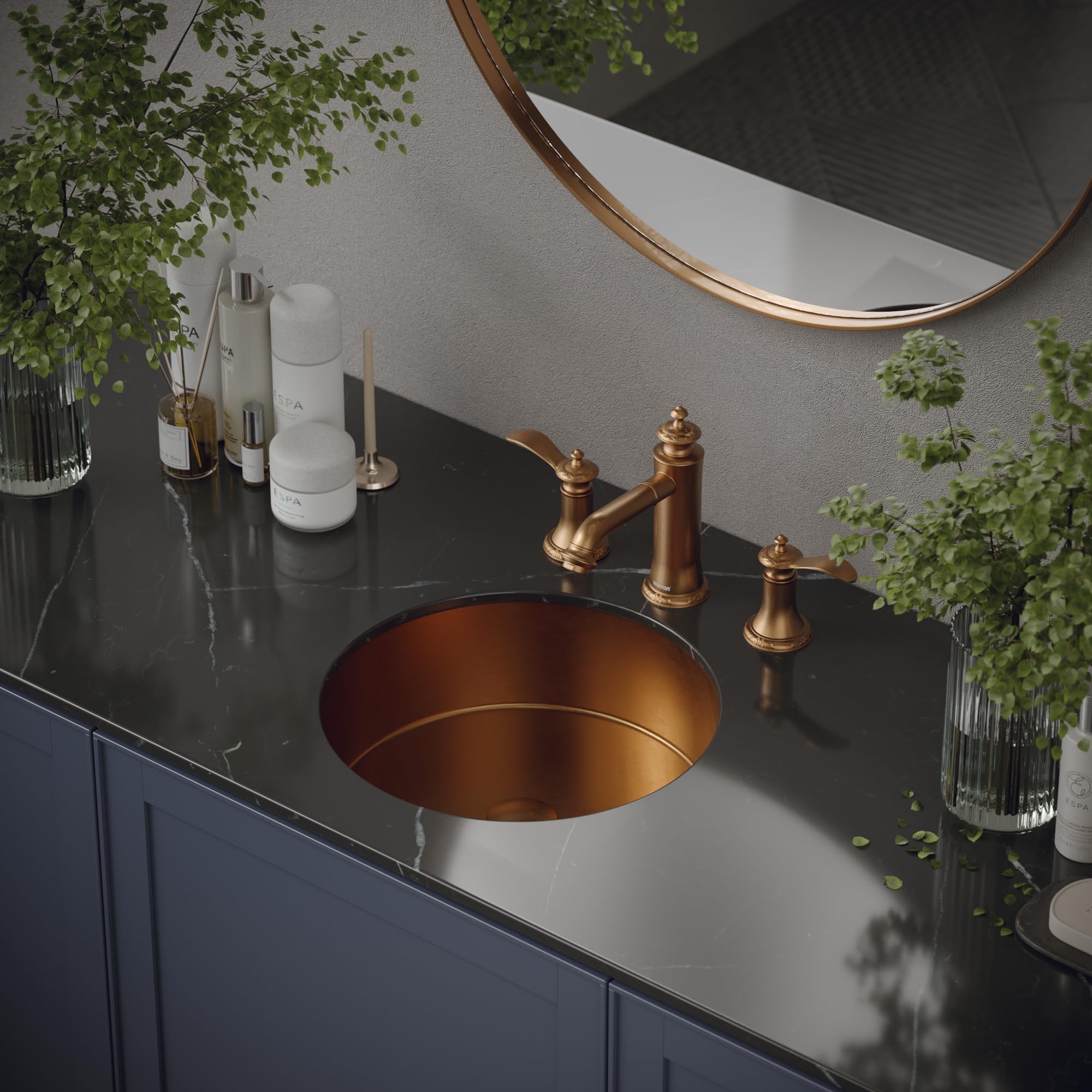 Karran Cinox Brushed Copper Stainless Steel Round Undermount Kitchen Sink - Durable & Stylish for Modern Farmhouse, Restaurant, and Home Remodeling