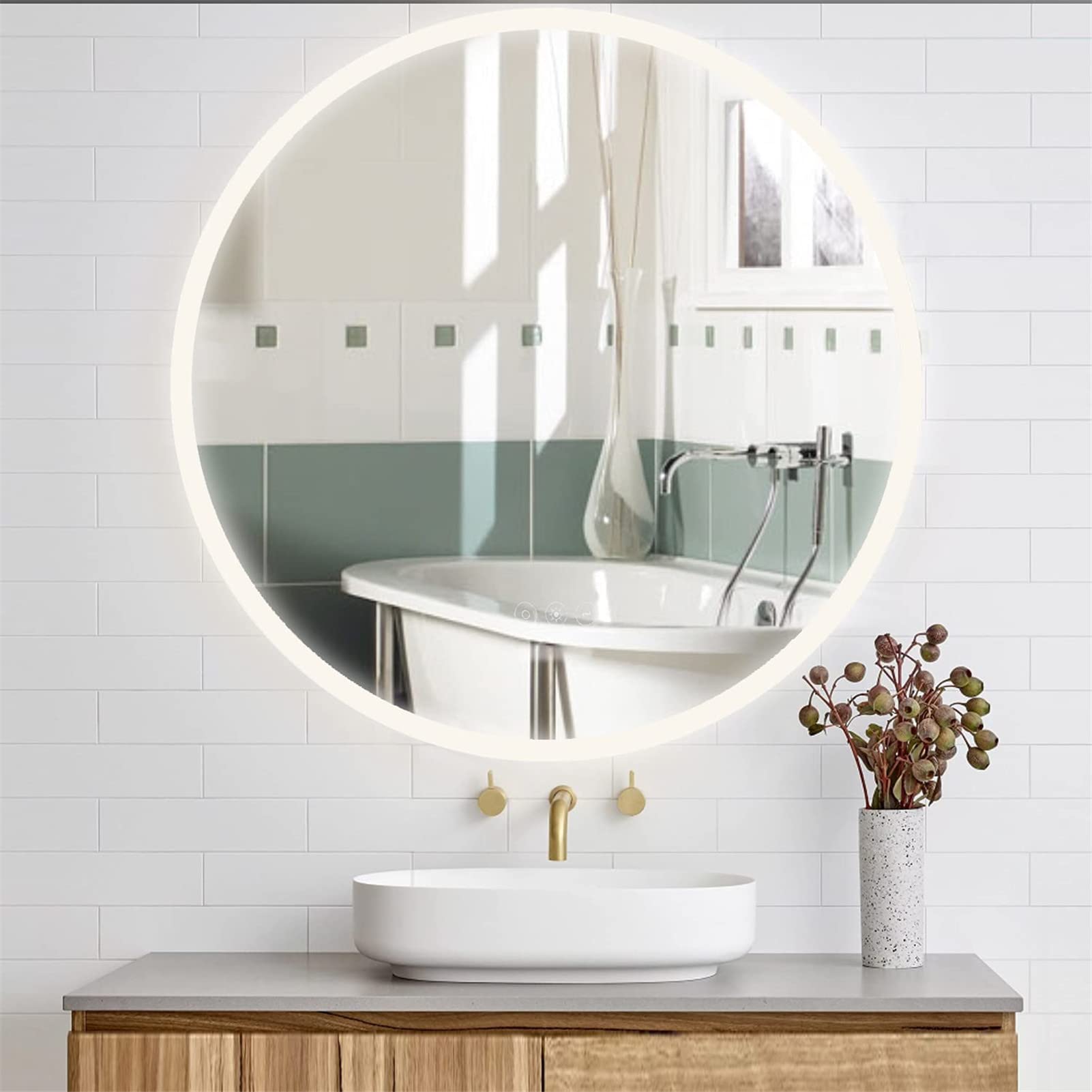 26 Inch LED Bathroom Mirror with Anti-Fog & Dimmable Lights - Vertical/Horizontal Wall Mount Makeup Vanity Mirror with Memory Brightness for Home, Spa, Salon & Dressing Room