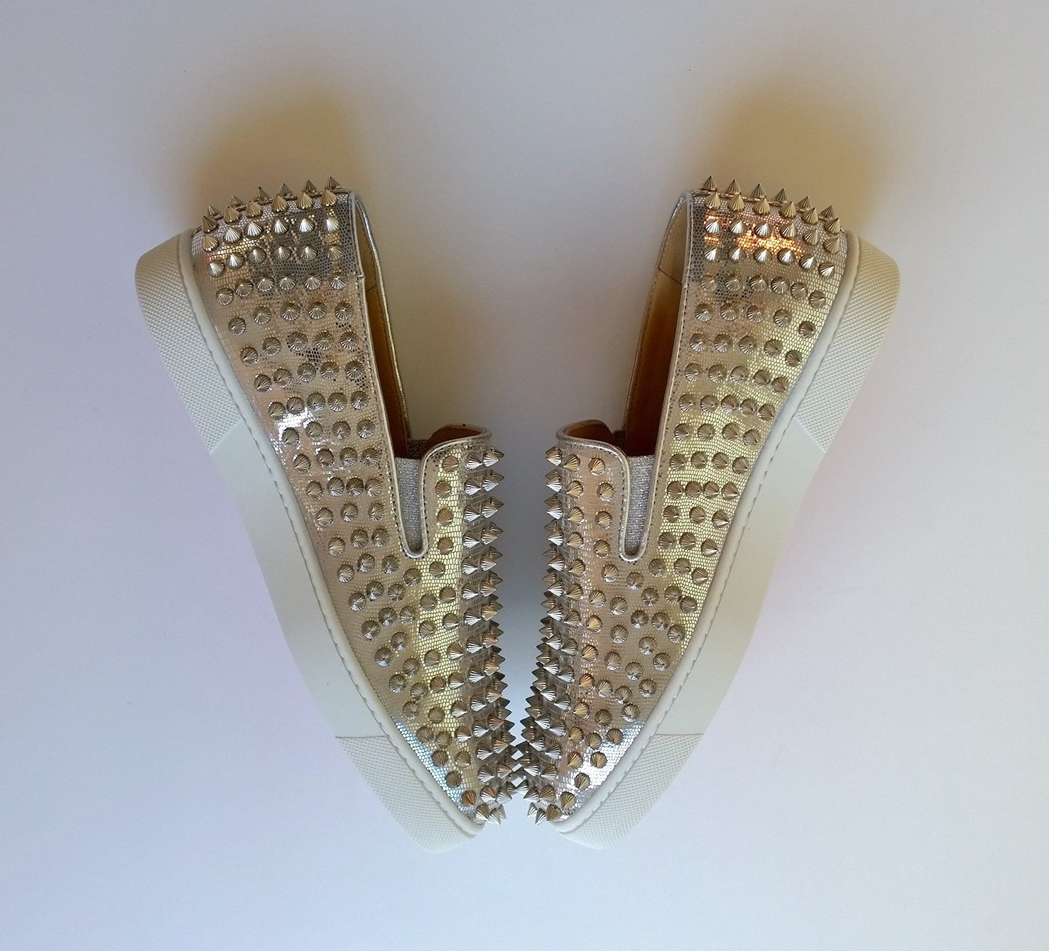 Christian Louboutin Roller Boat Studs Sneakers - Silver Spikes - Brand New in Box - Perfect for Casual Wear & Night Out