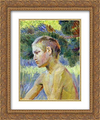 Victor Borisov Boy Seated Art Print - 20x24 Gold Ornate Frame with Double Matting - Museum Quality Wall Decor for Living Room, Bedroom & Office