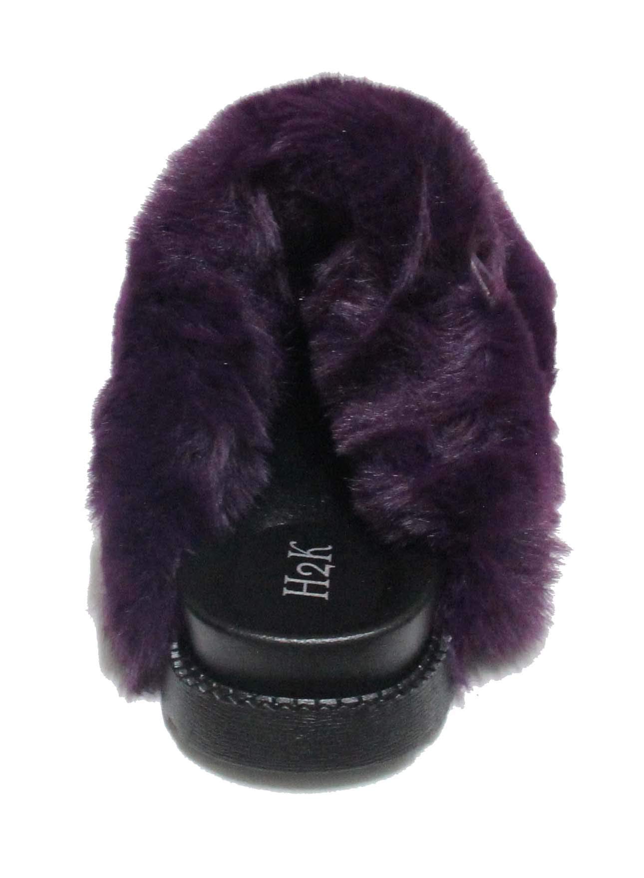 H2K Women's Fuzzy Fur Slides - Soft Comfortable Closed Toe Slippers for Home, Indoor & Outdoor Wear - Cozy Winter House Shoes for Women (Miss More 2)