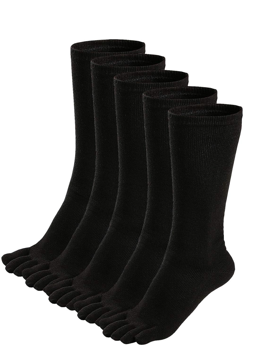 ZAKASA Men's Toe Socks for Running & Athletic - 5 Finger Cotton Crew Socks with Cushion - Perfect for Sports, Yoga, and Outdoor Activities