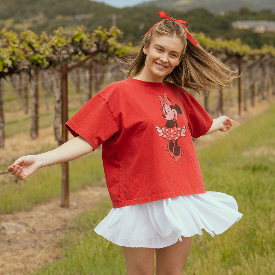 Disney Minnie Mouse Oversized T-Shirt for Women - Soft Red Cotton Casual Tee - Perfect for Lounge, Vacation & Disney Theme Parties