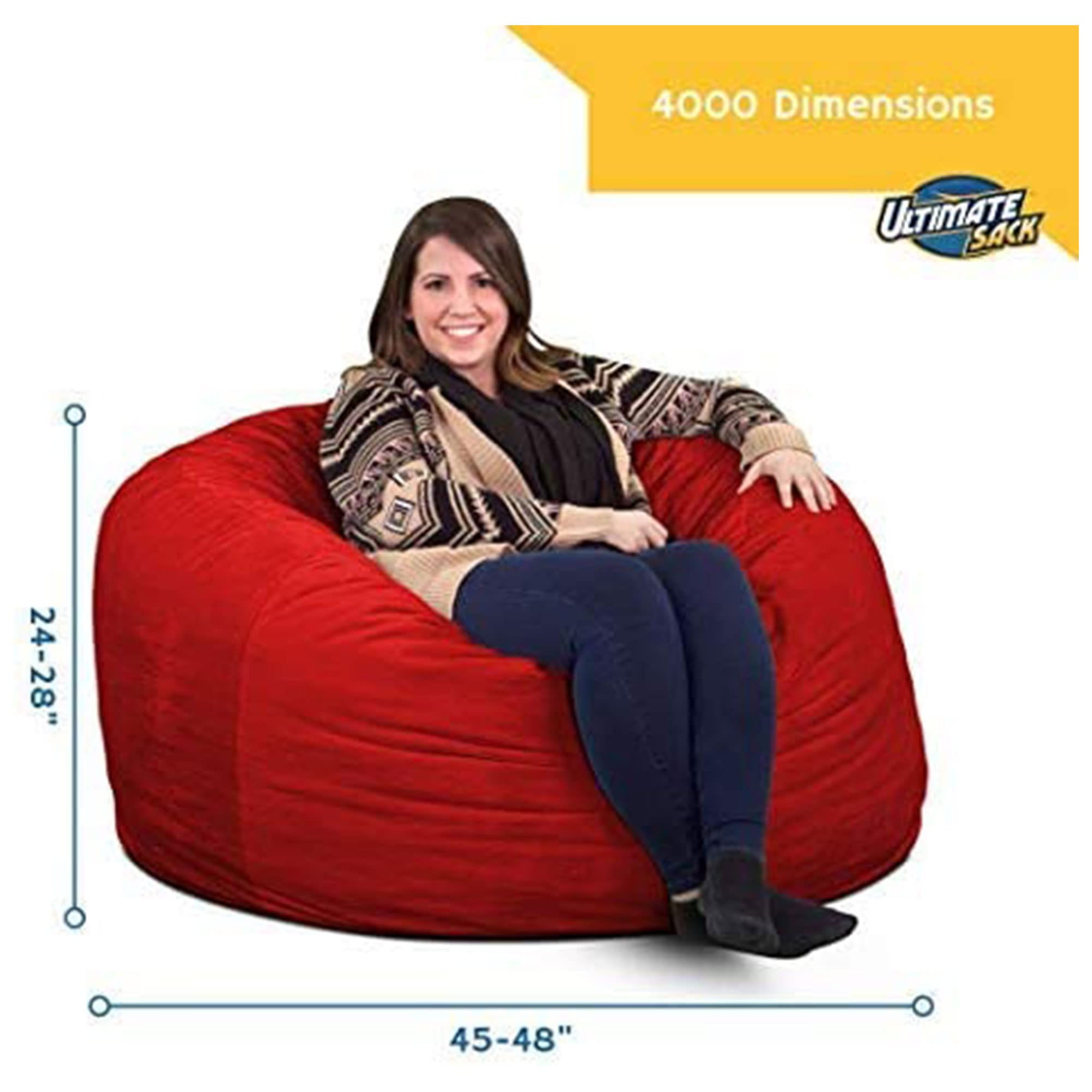 ULTIMATE SACK 5ft Oversized Bean Bag Chair with Footstool - Premium Suede Lounge Furniture for Adults (Electric Blue) | Perfect for Living Room, Game Room & Dorm Relaxation