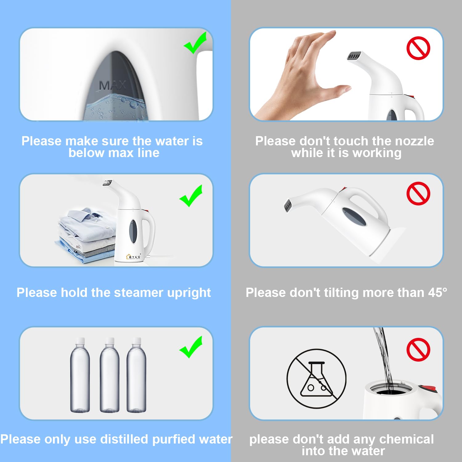 Portable Handheld Garment Steamer - Powerful Travel Clothes Steamer & Wrinkle Remover for Suits, Dresses, Shirts - Compact & Lightweight for Home, Office, Hotel Use (White)
