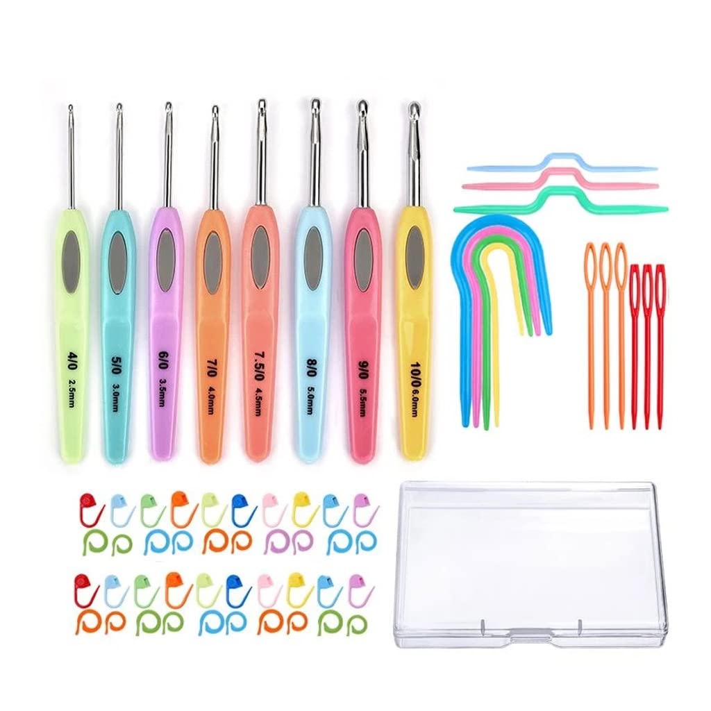 Premium Crochet Hooks & Knitting Needles Set - 30-Piece DIY Sewing Kit with Ergonomic Hooks, Stitch Markers & Craft Scissors for Yarn Crafts, Knitting Projects & Needle Arts (Color B) - Perfect for Beginners & Advanced Crafters, Home DIY & Gift Making