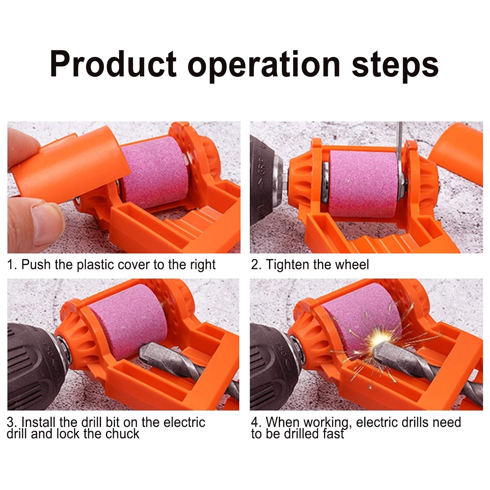 Diamond Drill Bit Sharpener Tool - Portable Drill Sharpening Machine for Iron & Steel Drills | Grinder & Polisher Set for Metalworking & DIY Projects | Perfect for Home Workshops & Professional Use (Orange)