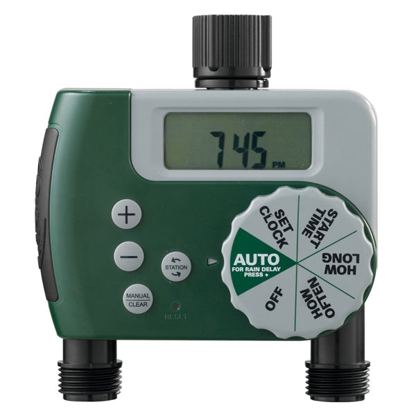 Orbit 58910 1 Dial 2 Port Hose Faucet Timer - Automatic Water Timer for Garden, Lawn & Irrigation System - Perfect for Outdoor Sprinklers, Drip Systems & Plant Watering