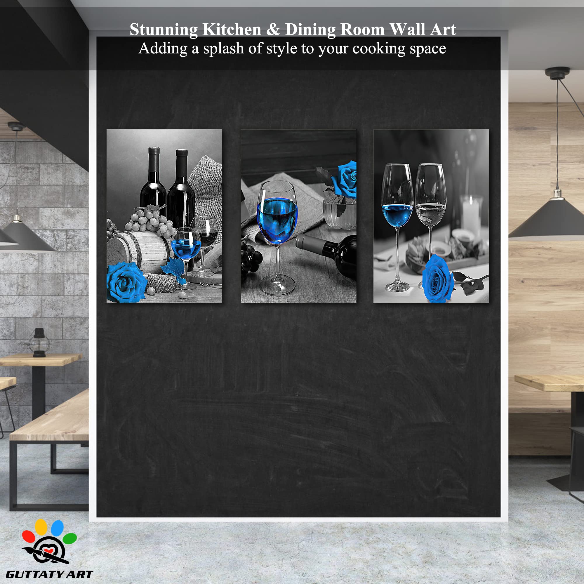 Modern Black & White Dining Room Wall Art Set - 3 Piece 20