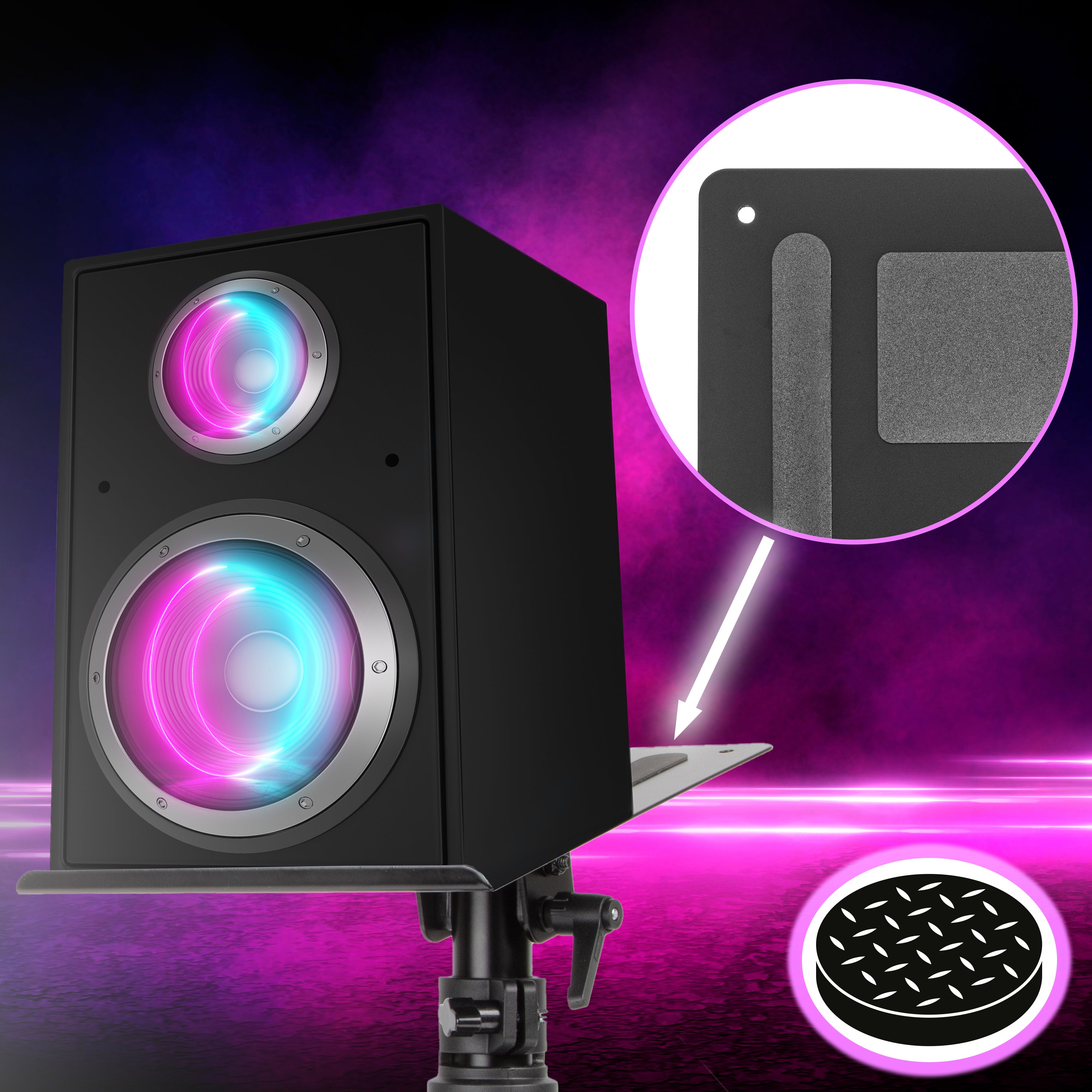 Duronic SPS30 Adjustable Dual Speaker Stands - Height & Tilt Desk Mount Speaker Risers for Bookshelf Speakers, Studio Monitors & Gaming Setups | Perfect for Home Entertainment, Music Production & Professional Presentations