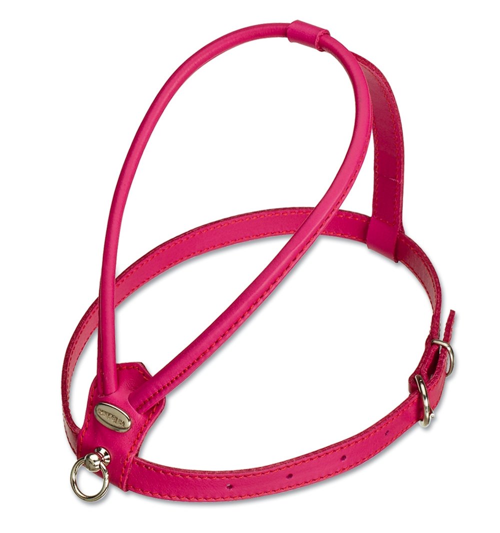 Petego La Cinopelca Soft Flat Calfskin Dog Harness - Fuchsia Pink, Adjustable for Small Dogs (6-8