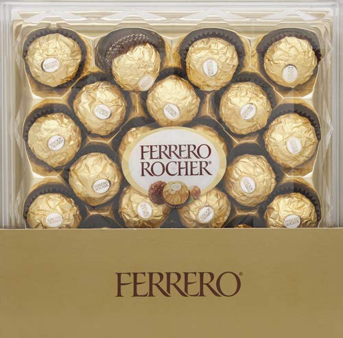 Ferrero Rocher Hazelnut Milk Chocolate Gift Box - 24 Count (10.5 oz) - Premium Chocolate Candy for Gifting, Parties & Holiday Treats