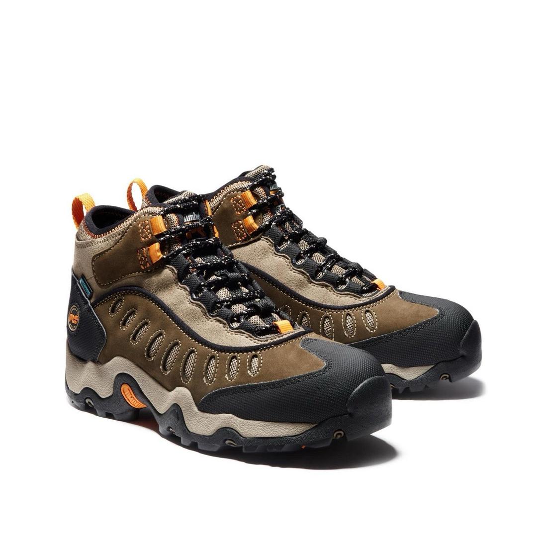 Mudslinger Steel Toe Waterproof Work Boots for Men - Brown Safety Shoes for Construction, Hiking & Outdoor Work | Slip Resistant & Comfortable