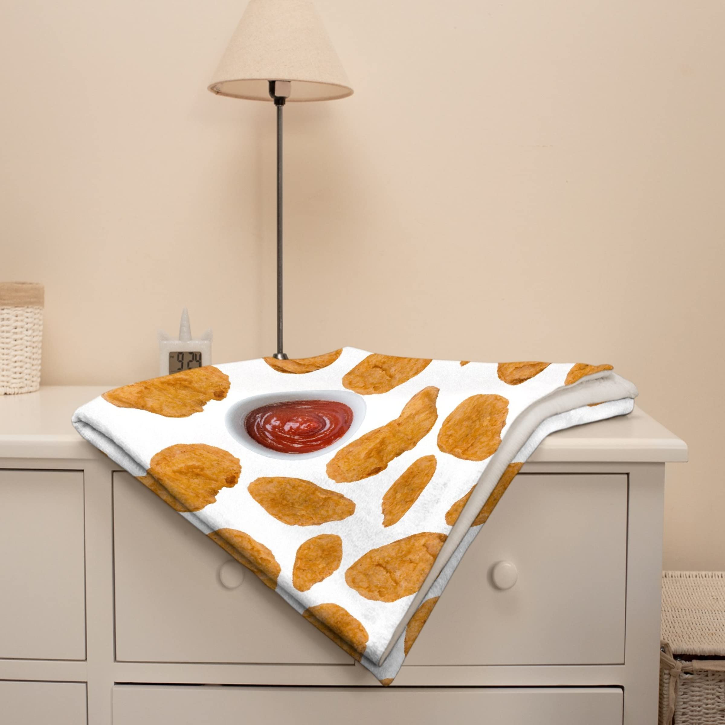 Super Soft Flannel Blanket - Funny Chicken Nuggets Fried Food Design, Lightweight Plush Throw for Kids, Boys, Girls, Men & Women - Oversized 120