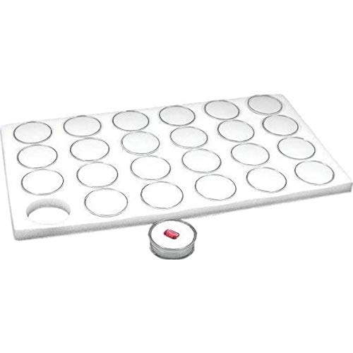 FindingKing 72 Gem Jars with White Display Tray & Glass Lid - Perfect for Jewelry Storage, Bead Organizer, Travel Case for Crafts & DIY Projects
