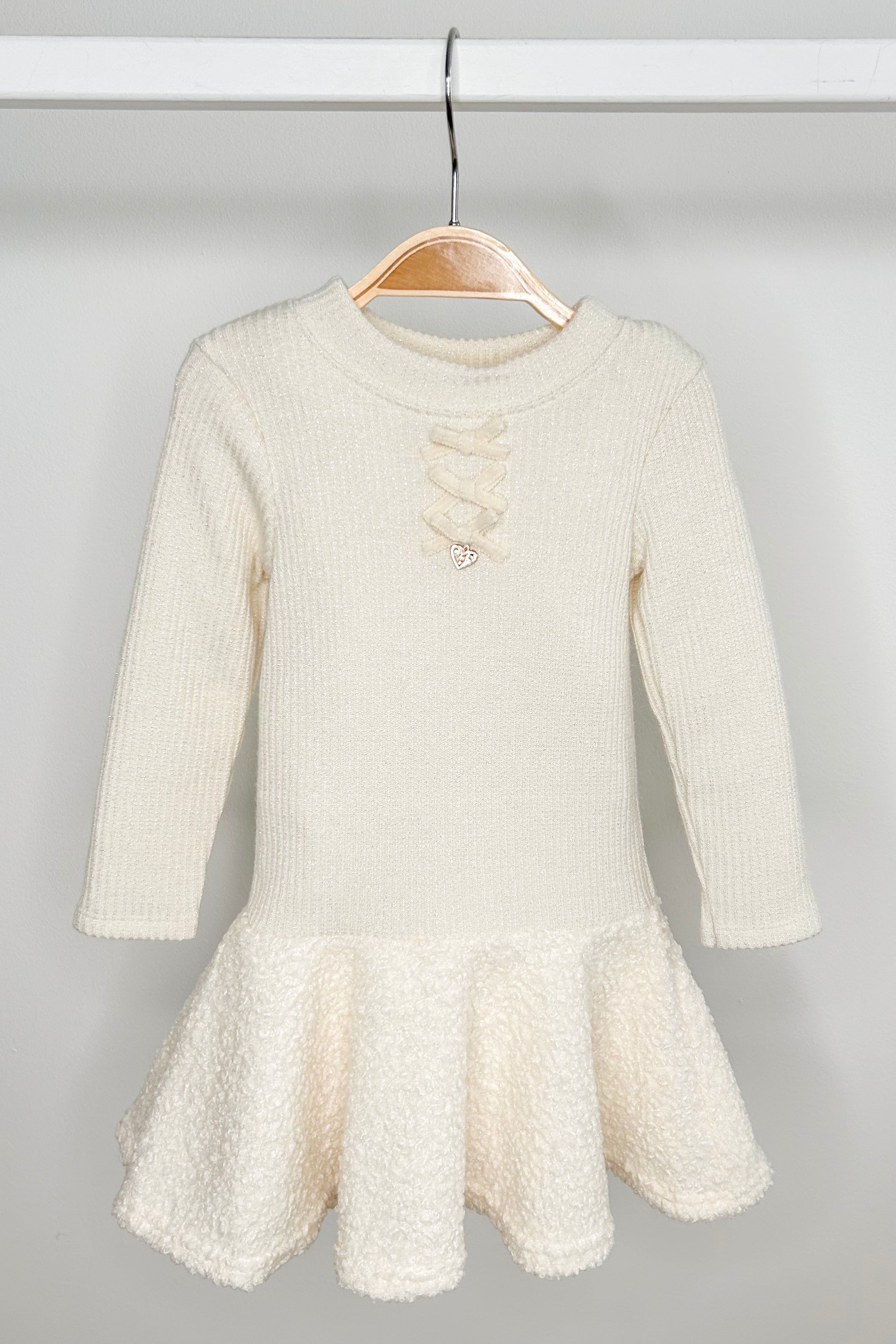 Sparkly Ecru Bouclé Drop Waist Dress for Women - Elegant Party & Wedding Guest Outfit - Perfect for Cocktail Events, Date Nights & Special Occasions