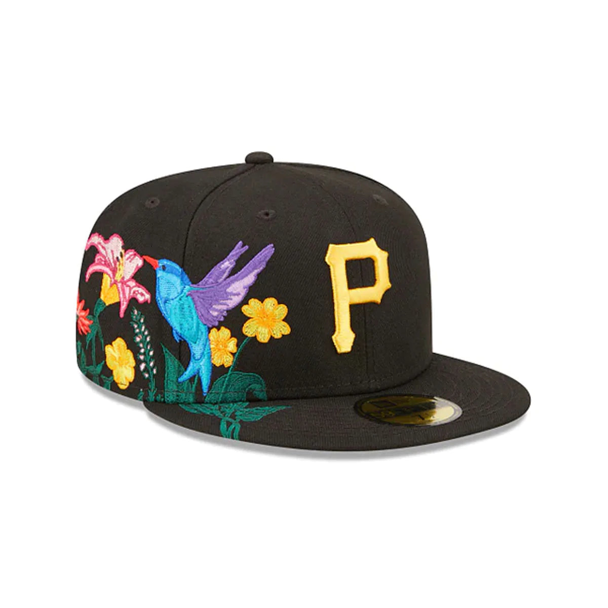 Pittsburgh Pirates Blooming Black 59FIFTY Fitted Hat for Men - Official MLB Baseball Cap for Sports Fans & Streetwear Fashion