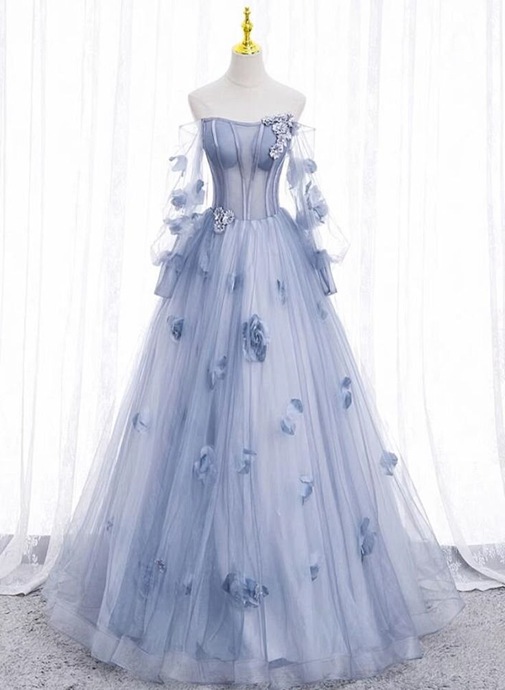 Elegant Long Sleeve Floral Formal Dress for Sweet 16 Party | Women's Prom Evening Gown J4636 | Perfect for Quinceañera, Homecoming, and Special Occasions