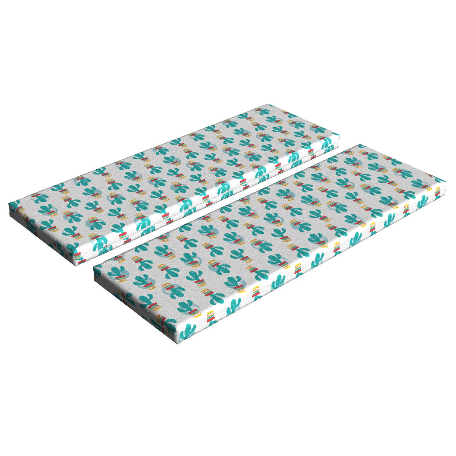 Ambesonne Cinco de Mayo Bench Cushion Set of 2 - Mexican Cactus Design Foam Seat Pads 45