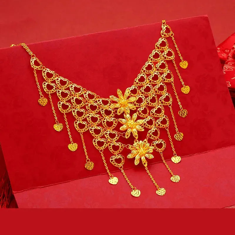 24K Pure Gold Necklace Real AU 999 Solid Gold Chain for Women - Classic Trendy Fine Jewelry for Party, Wedding & Special Occasions - Elegant & Upscale Gift 2023