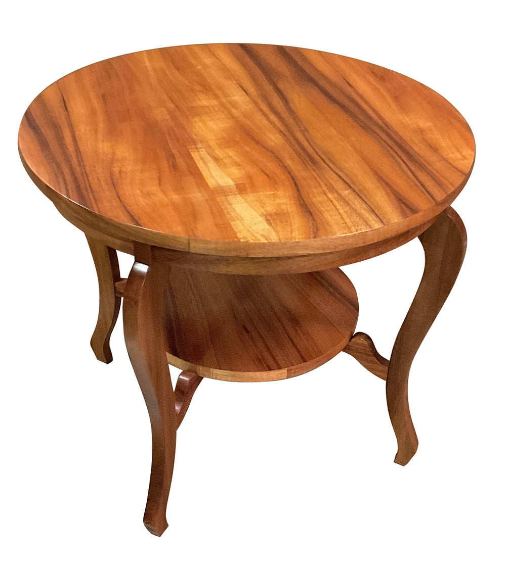 Elegant Round Cabriole Leg Side Table with Decorative Corbel Shelf - Perfect for Living Room, Bedroom, or Office Accent Furniture