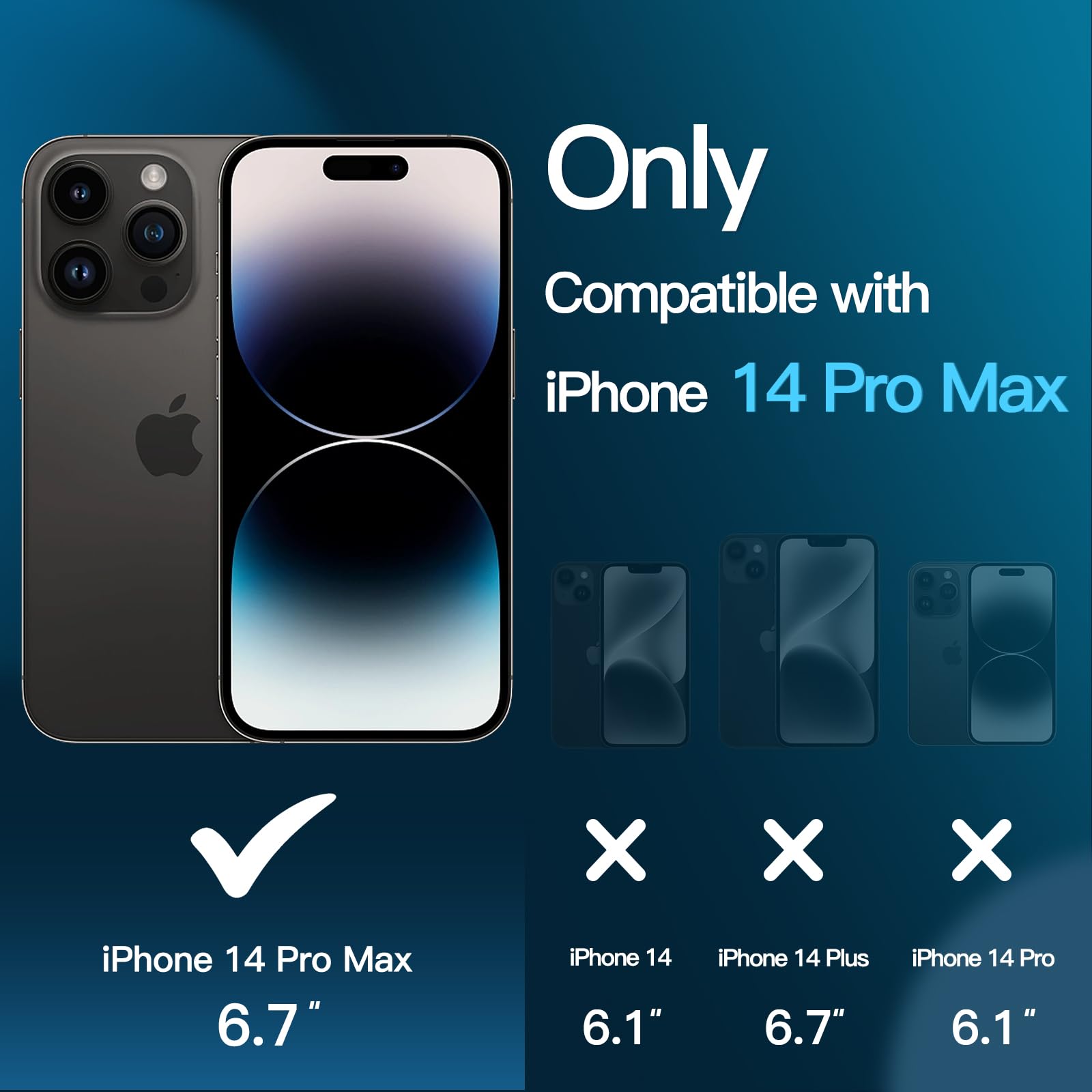 JETech 3 in 1 Magnetic Case for iPhone 14 Pro Max 6.7-Inch | 2 Pack Tempered Glass Screen Protectors | MagSafe Compatible | Translucent Matte Back Shockproof Phone Cover (Black) | Perfect for Daily Protection, Work & Travel Use