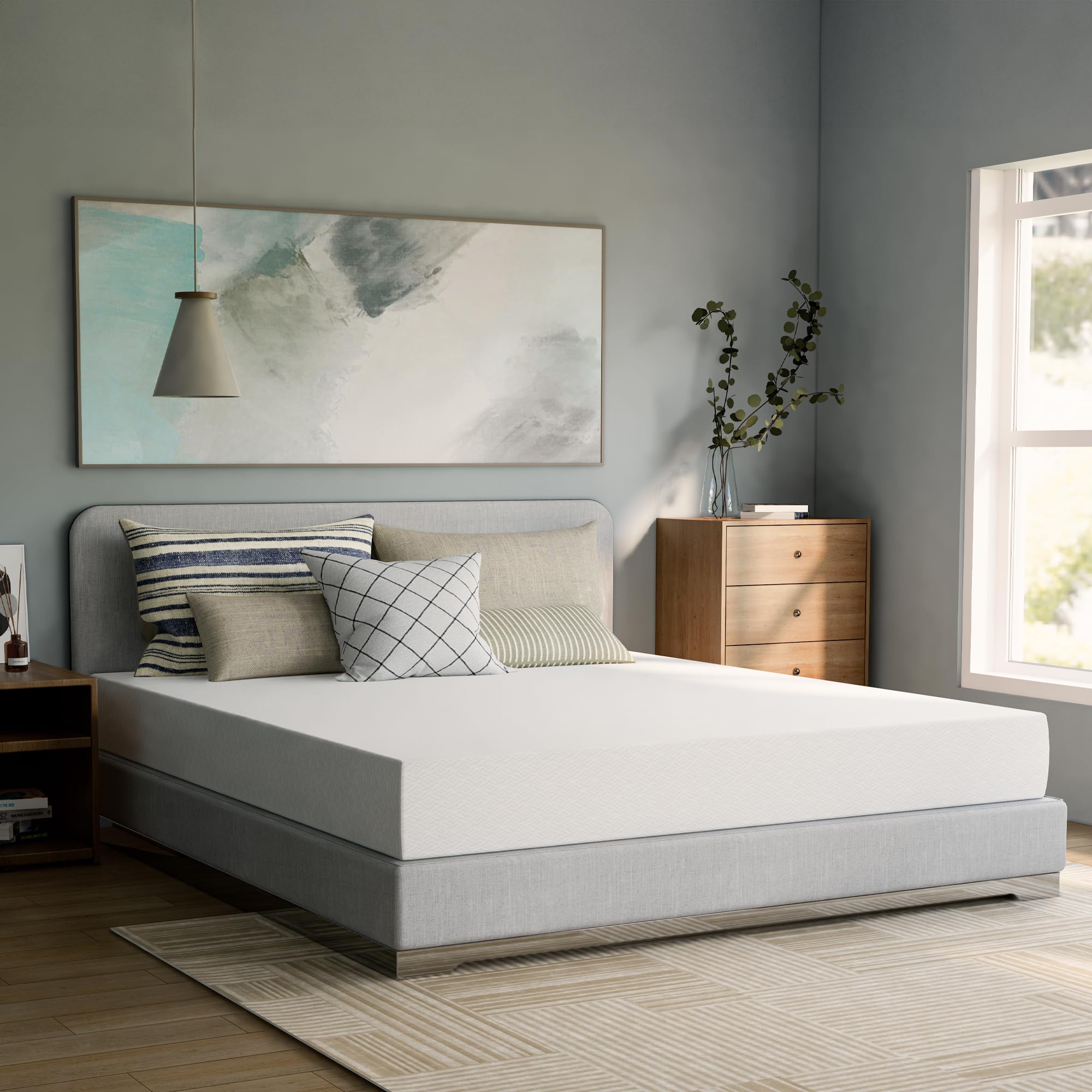 10 Inch California King Cooling Gel Memory Foam Mattress - Medium Firm Green Tea Infused for Pressure Relief, CertiPUR-US Certified, Fiberglass-Free - Perfect for Hot Sleepers & Back Pain Relief (Mattress-in-a-Box for Adults & Kids)