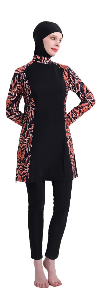 Modest Muslim Swimwear for Women - Long Sleeve Burkini Full Coverage Islamic Bathing Suit with Printed Design | Beach, Pool & Water Activities
