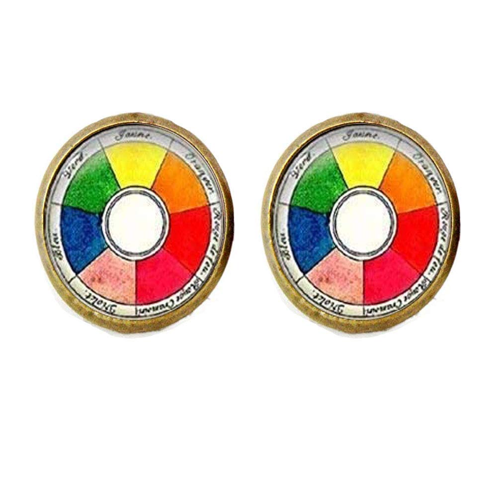 Vintage Color Wheel Stud Earrings - Small French Style Dangle Earrings for Women, Boho Chic Jewelry | Perfect for Parties, Weddings & Everyday Wear