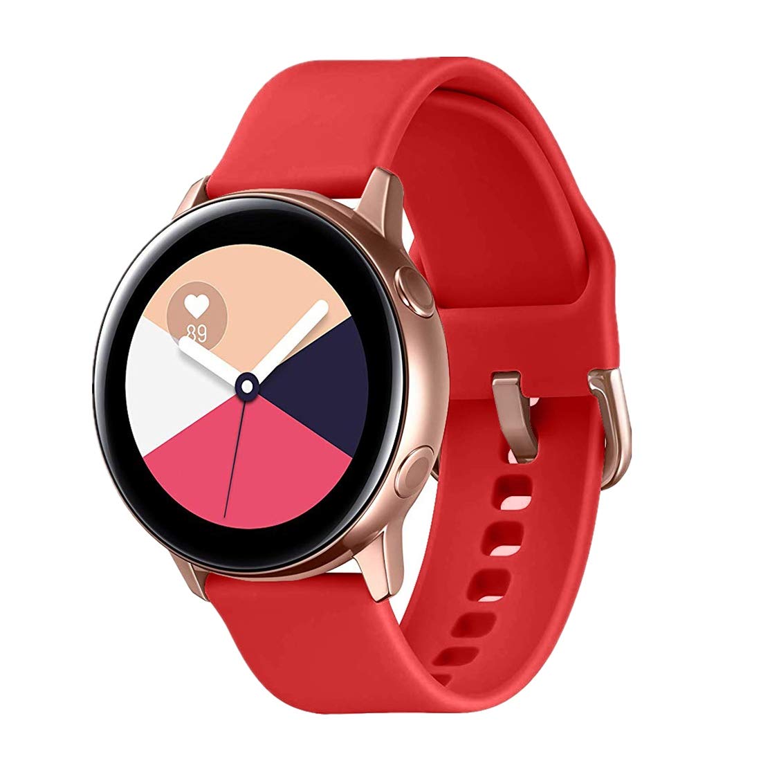 TECKMICO 20mm Quick Release Watch Bands for Samsung Galaxy Watch Active 40mm/Galaxy Watch 42mm/Gear Sport - Rose Gold Buckle, Red Large Size - Perfect for Workouts, Running & Everyday Wear